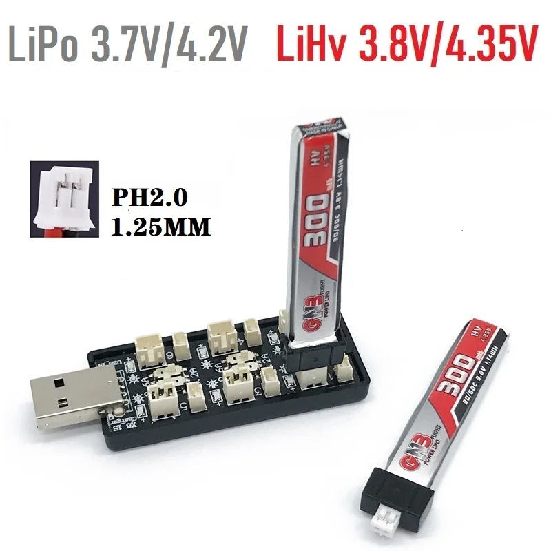 Drone Battery Plate - 6CH USB 1S LiPo/LiHv 3.7V/4.2V 3.8V/4.35V