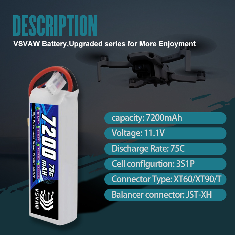 VSVAW 3S Lipo Battery 11.1V 72 - Drone Battery 3S 评论和价格