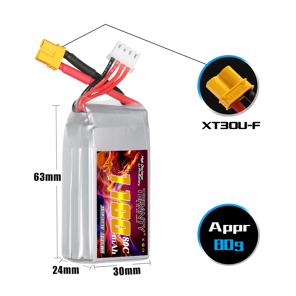 TERANTY 3S 11.1V 1100mAh 80C/1 - Drone Battery 3S 评论和价格