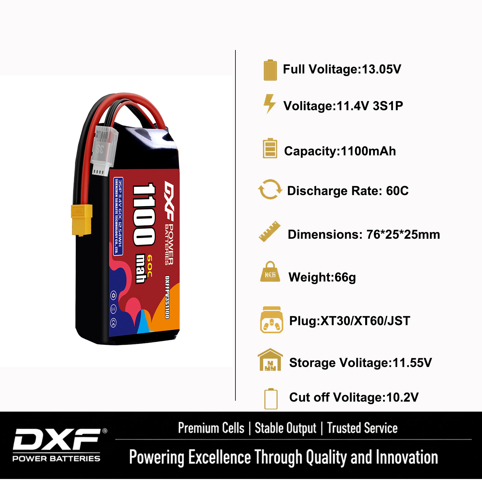 DXF Lipo 3S Battery 11.4V 1700 - Drone Battery 3S 评论和价格