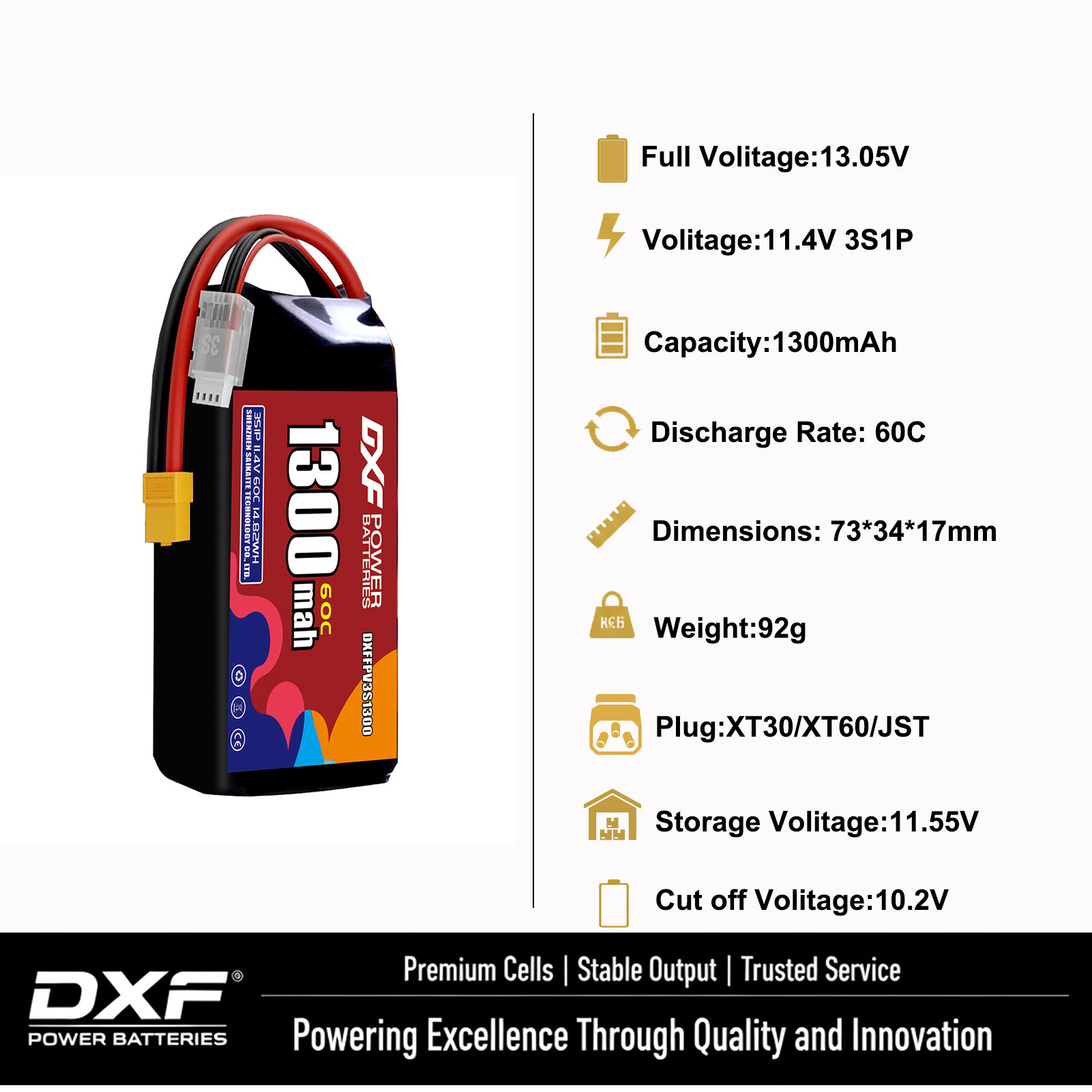 DXF Lipo 3S Battery 11.4V 1700 - Drone Battery 3S 评论和价格
