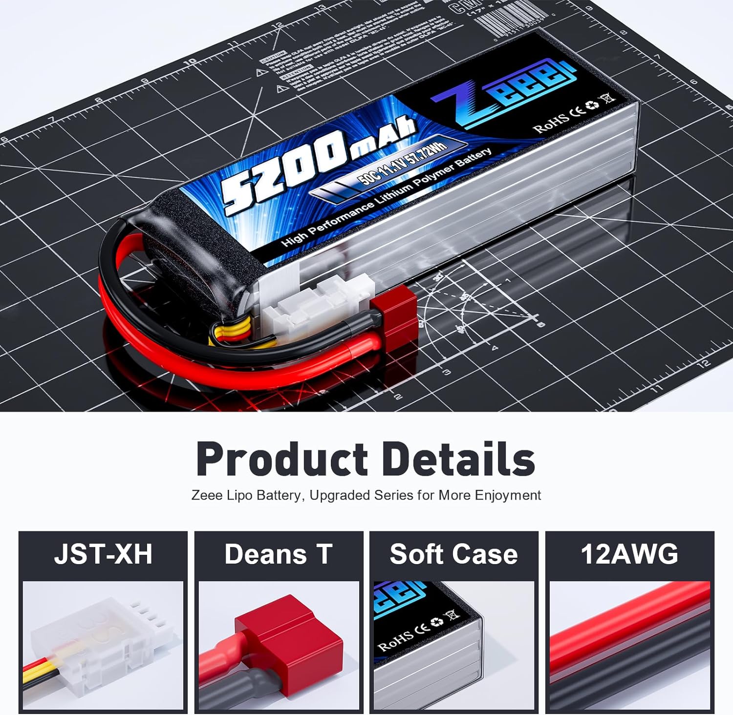 1/2units Zeee 11.1V 50C 5200mA - Drone Battery 3S 评论和价格